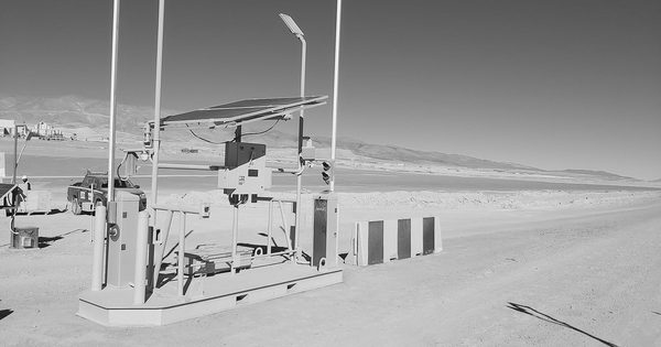 Solar-powered automatic barrier gate with panel and battery box